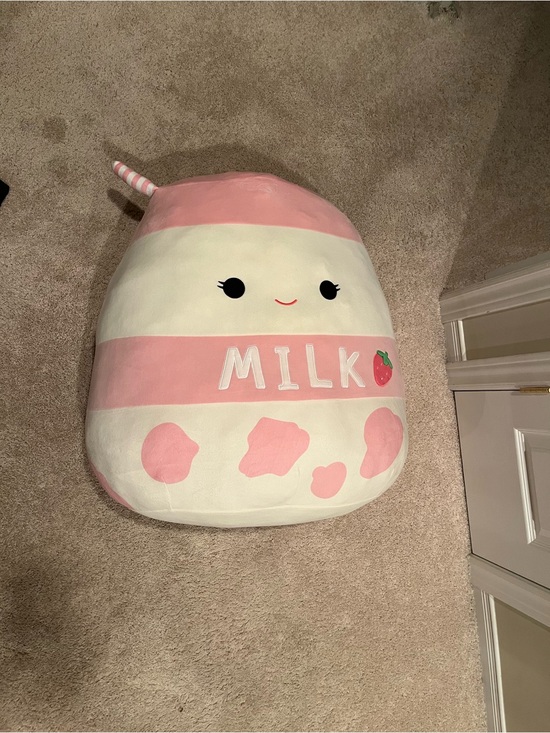 Squishmallows Other - Squishmallows Pink & Cream Strawberry Milk Bottle Plush